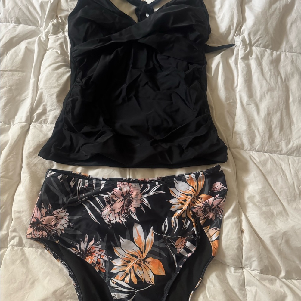 Suuksess Stylish Black and Pink Floral Swimsuit